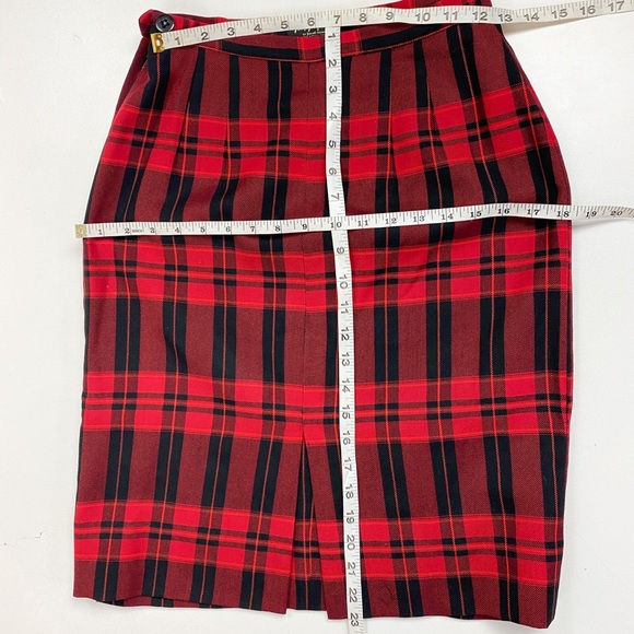 VTG 1960s Red & Black Plaid Pencil Skirt & Jacket - Picture 10 of 14